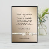Elegant Black Gold Ribbon Wedding Kaart (Staand voorkant)