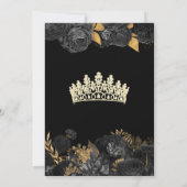 Elegant Black Gold Roos Floral Quinceanera Kaart (Achterkant)