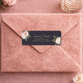 Elegant Black & Gold Roses Return Address Label