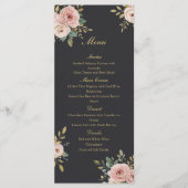 Elegant Black & Gold Roses Wedding Flat Menu (Voorkant)