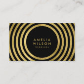 Elegant Black Gold Round Lines Weddings Events Visitekaartje (Voorkant)