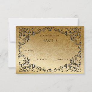 Elegant  Black Gold RSVP-kaart RSVP Kaartje