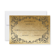 Elegant  Black Gold RSVP-kaart