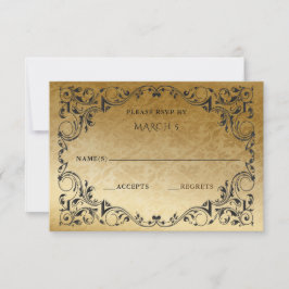 Elegant  Black Gold RSVP-kaart RSVP Kaartje