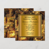 Elegant Black Gold Rusty Metal Blithday Party Kaart (Voorkant / Achterkant)