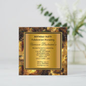 Elegant Black Gold Rusty Metal Blithday Party Kaart (Staand voorkant)