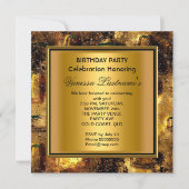 Elegant Black Gold Rusty Metal Blithday Party Kaart (Voorkant)
