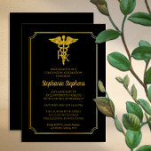 Elegant Black | Gold Rx Pharmacy Graduy Party Kaart