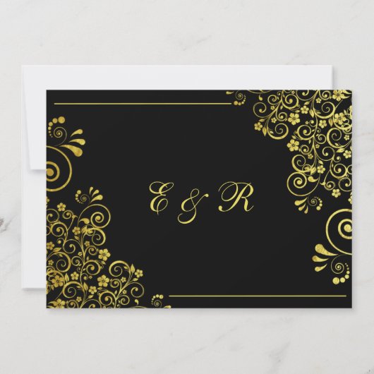 Elegant Black Gold Save the Date Wedding (Achterkant)