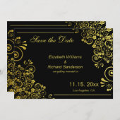 Elegant Black Gold Save the Date Wedding (Voorkant / Achterkant)