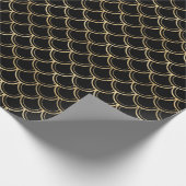 Elegant Black Gold Scallop Patroon Cadeaupapier (Hoek)