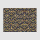 Elegant Black Gold Scallop Pattern Art Deco Tissuepapier (Voorkant)