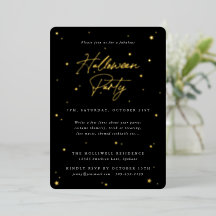 Elegant Black+Gold Scattered Stars Halloween Party
