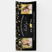 Elegant Black Gold Script 2 Photo-Afstuderen Spandoek (Verticaal)