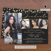 Elegant Black Gold Script 4 Foto Afstuderen Kaart