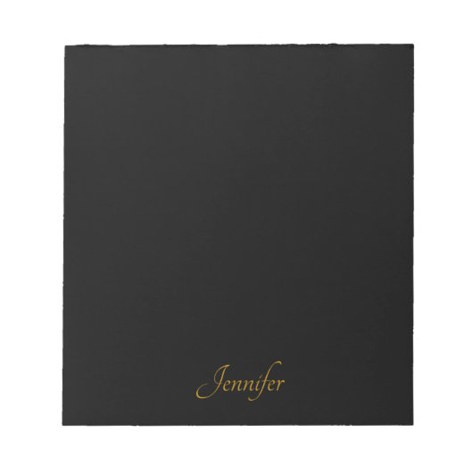 Elegant Black Gold Script Aangepast monogram Notitieblok (Voorkant)