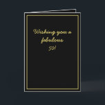 Elegant Black & Gold Script Brother 50e verjaardag Kaart<br><div class="desc">Elegant Black & Gold Script Brother 50th Birthday, een prachtig design dat is bedoeld voor iedereen die op zoek is naar mooie verjaardagskaarten voor broer, verjaardagskaarten voor oudere broer of verjaardagskaarten voor jongere broer, zou cool zijn. Het ontwerp is voorzien van een mooie zwarte achtergrond met een aanpasbare tekst. Je...</div>
