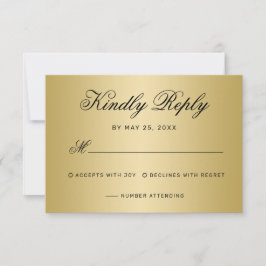 Elegant Black Gold Script Calligraphy Weddenschap RSVP Kaartje