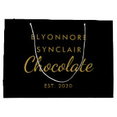 Elegant Black Gold Script Chocolate Groot Cadeauzakje (Achterkant)