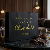 Elegant Black Gold Script Chocolate Groot Cadeauzakje