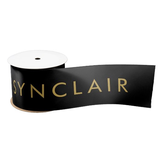 Elegant Black Gold Script Chocolate Satijnen Lint (Spoel)