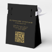 Elegant Black Gold Script Chocolatier Qr Code Bedankdoosjes (Achterkant)