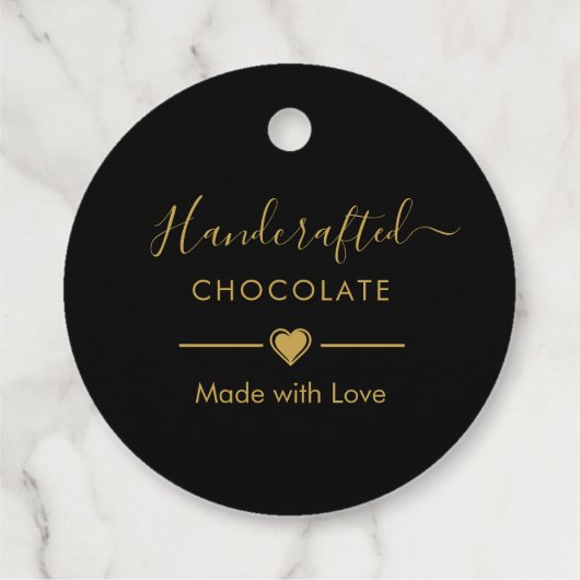 Elegant Black Gold Script Chocolatier Qr Code Bedankjes Labels (Achterkant)