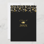 Elegant Black Gold Script Confetti Afstuderen Invi Kaart (Achterkant)