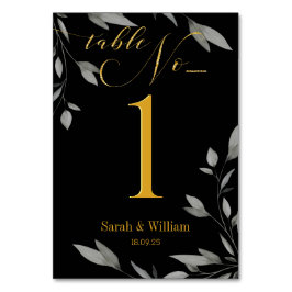 Elegant Black Gold Script Eucalyptus Leaves Kaart
