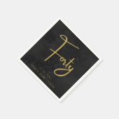 Elegant Black & Gold Script Forty Modern Birthday Servet (Hoek)