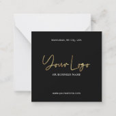 Elegant Black & Gold Script Logo Hartelijk dank vo Notitiekaartje (Achterkant)