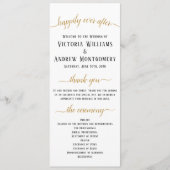 Elegant Black Gold Script Minimal Wedding Ceremony Programmakaart (Voorkant)