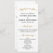 Elegant Black Gold Script Minimal Wedding Ceremony Programmakaart (Voorkant / Achterkant)