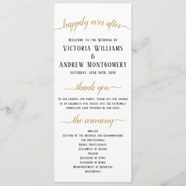 Elegant Black Gold Script Minimal Wedding Ceremony Programmakaart