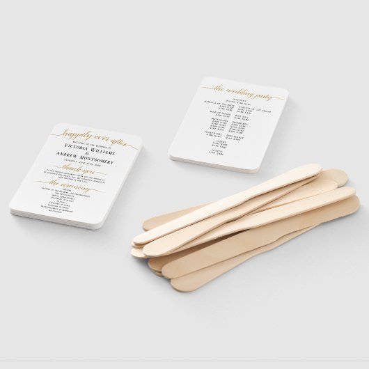 Elegant Black Gold Script Minimal Wedding Program Handwaaier (Niet-gemonteerd)