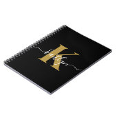 Elegant Black Gold Script Monogram Notitieboek (Linkerzijde)