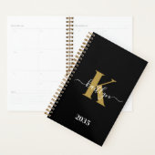 Elegant Black Gold Script Monogram Planner (Display)