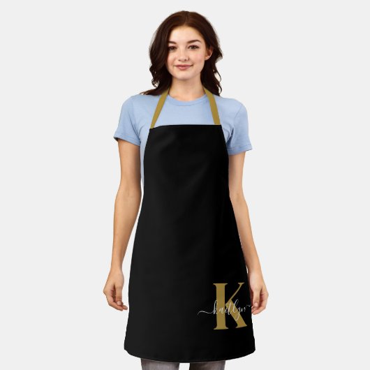 Elegant Black Gold Script Monogram Schort (Gedragen)