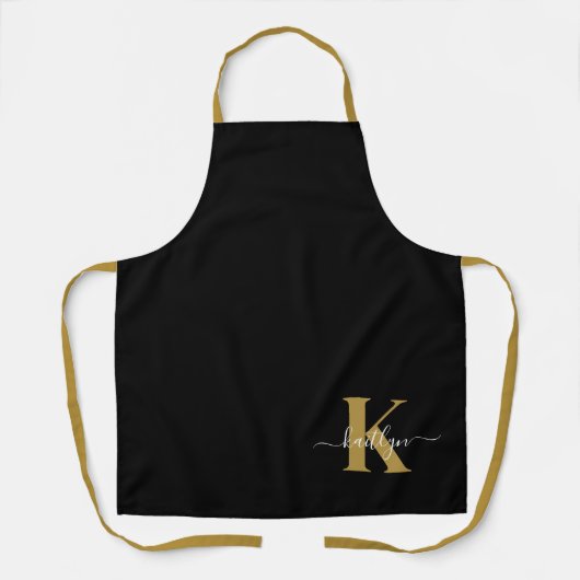 Elegant Black Gold Script Monogram Schort (Voorkant)