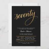 Elegant Black & Gold Script Seventy 70th Birthday  Kaart (Voorkant)
