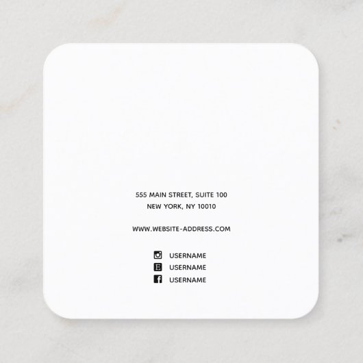 Elegant Black Gold Script Stud verdient Vierkante Visitekaartje (Achterkant)