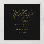 Elegant Black Gold Script Typography Weddenschap Programmakaart (Voorkant)