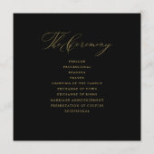 Elegant Black Gold Script Typography Weddenschap Programmakaart (Achterkant)