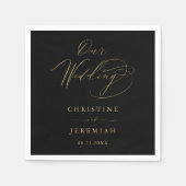 Elegant Black Gold Script Typography Weddenschap Servet (Voorkant)