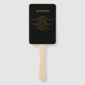 Elegant Black & Gold Script Weddenprogramma Handwaaier (Achterkant)