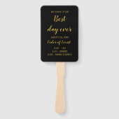 Elegant Black & Gold Script Weddenprogramma Handwaaier (Voorkant)