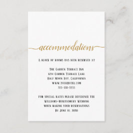 Elegant Black Gold Script Wedding Accommodations Informatiekaartje