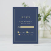 Elegant Black Gold Script Weduwen Chic-behuizing RSVP Kaartje (Staand voorkant)