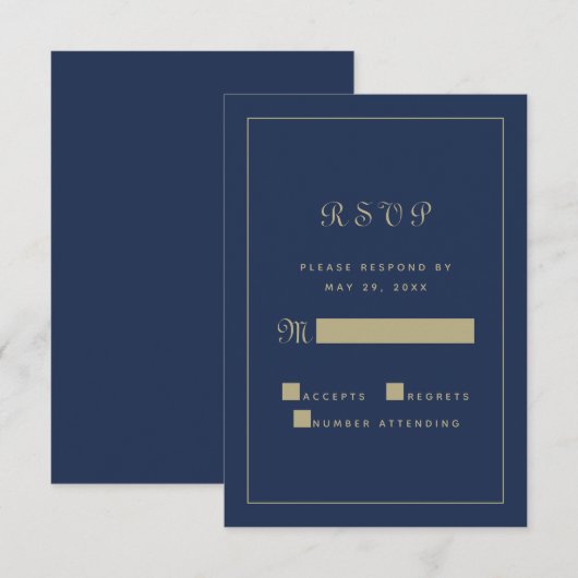 Elegant Black Gold Script Weduwen Chic-behuizing RSVP Kaartje (Voorkant / Achterkant)