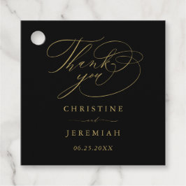 Elegant Black Gold Script Weduwen Hartelijk dank Bedankjes Labels